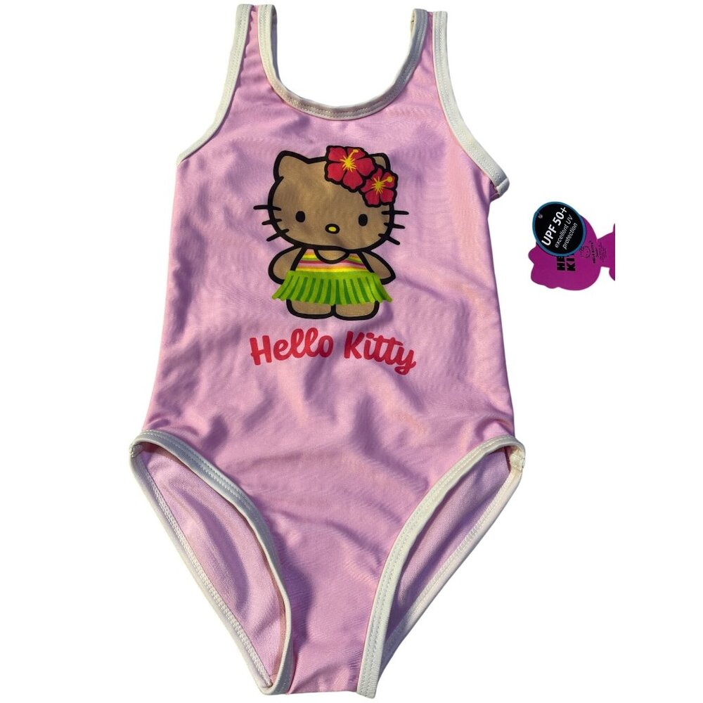 Hello Kitty Girls 4-5 XS Light Pink Swimsuit  UPF 50+ UV Protection